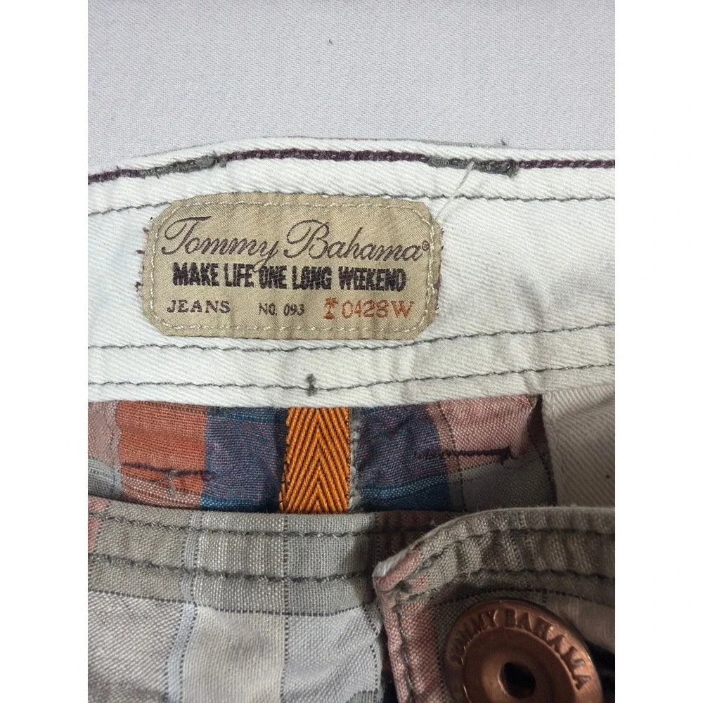 Tommy Bahama Mens Plaid Cargo Shorts Size 38 Blue Orange Cotton T0428W